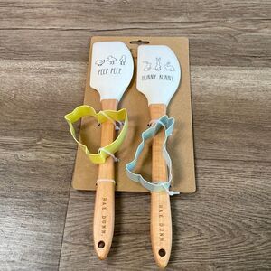NEW Rae Dunn PEEP PEEP/HUNNY BUNNY Spatula & Cutter Set